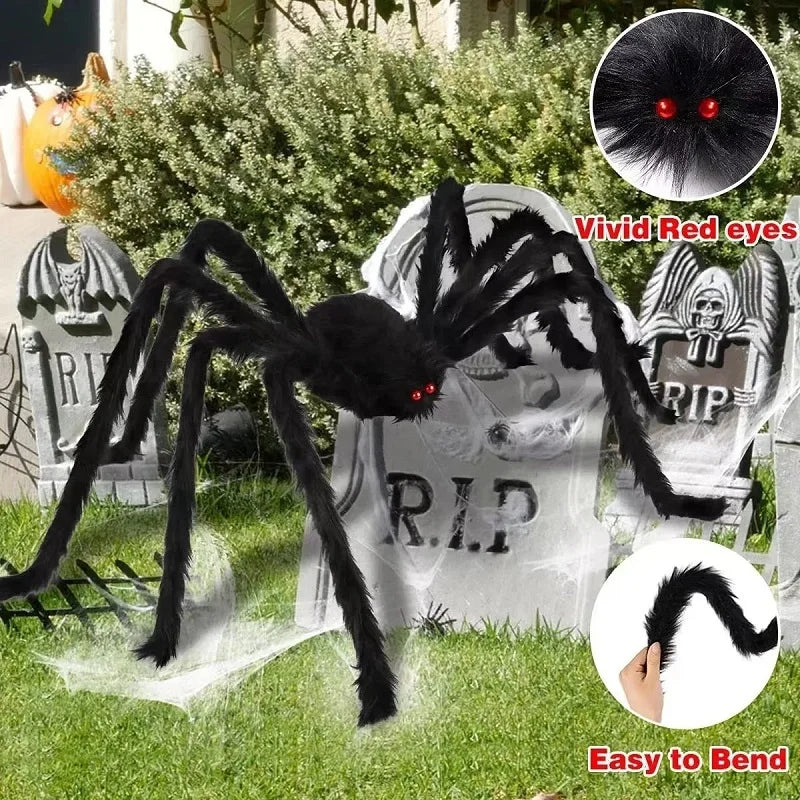 Grande Araignée Noire Halloween – Décoration 30 à 200 cm