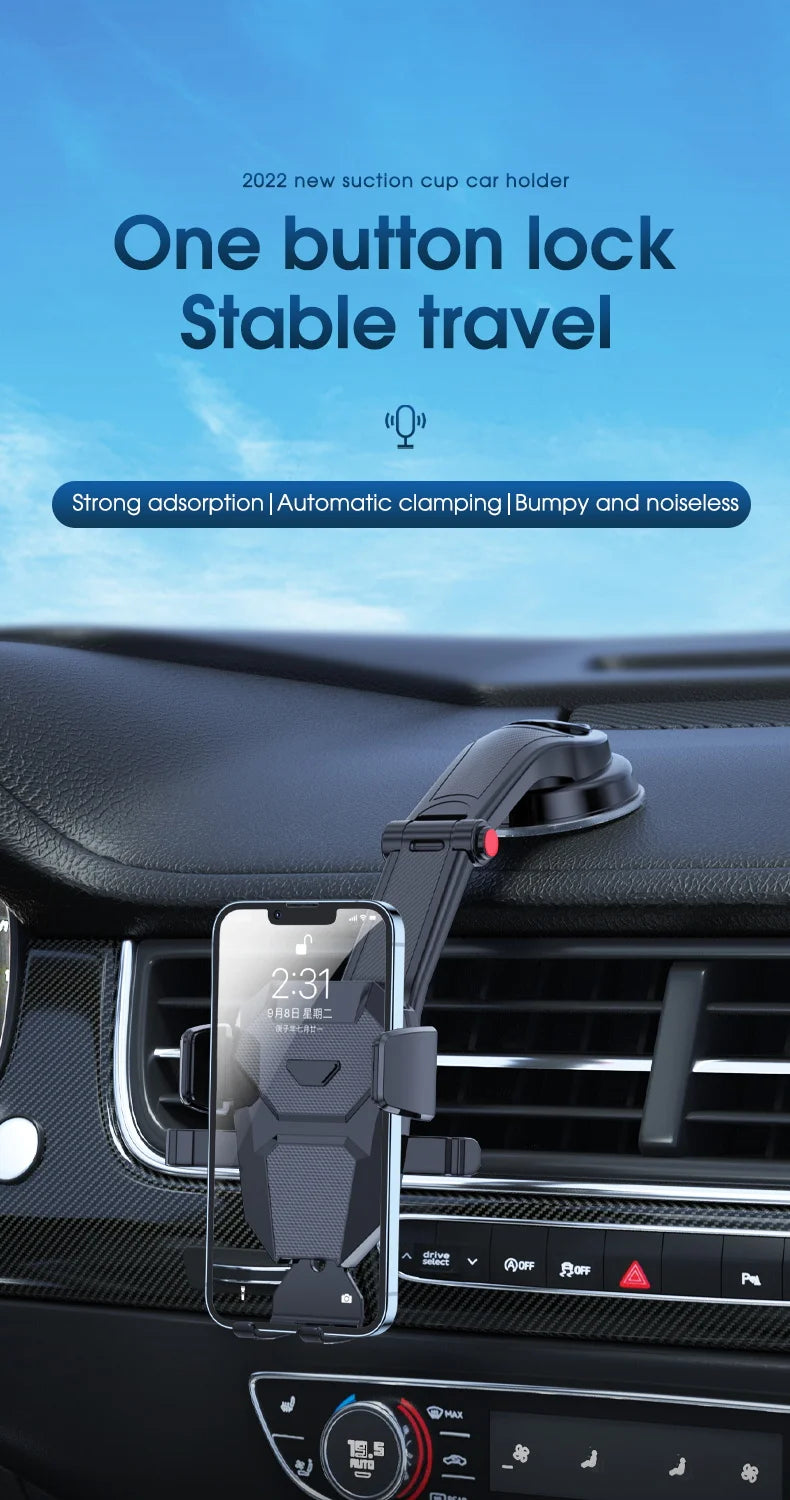 Support Téléphone Voiture à Ventouse Universel – Pare-Brise & Tableau de Bord