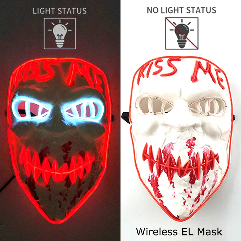 Masque LED Halloween – Masque Lumineux Néon pour Soirée & Costume