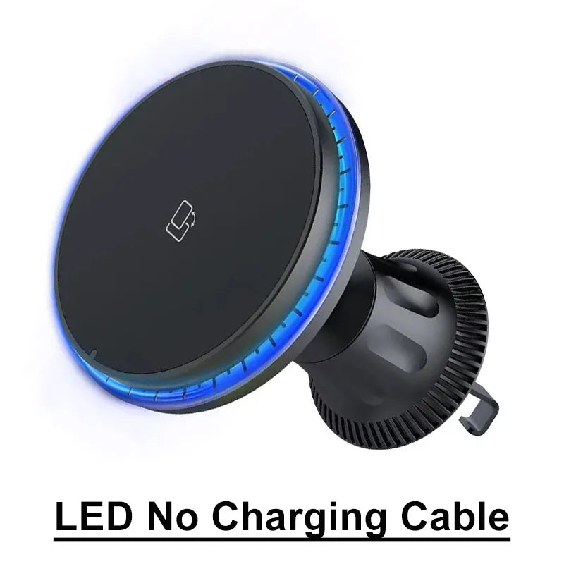 Chargeur Sans Fil Voiture Magnétique RGB – Support MagSafe & Charge Rapide
