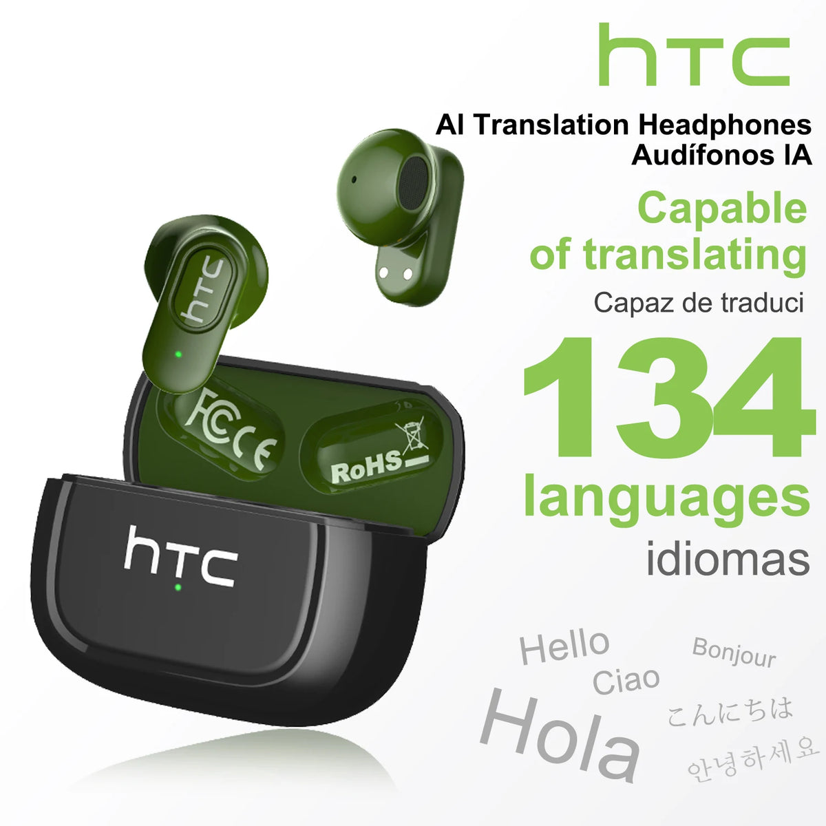Écouteurs traducteurs IA HTC NE51 Bluetooth 5.3