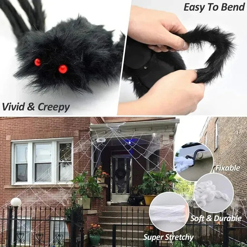 Grande Araignée Noire Halloween – Décoration 30 à 200 cm