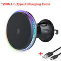 Chargeur Sans Fil Voiture Magnétique RGB – Support MagSafe & Charge Rapide