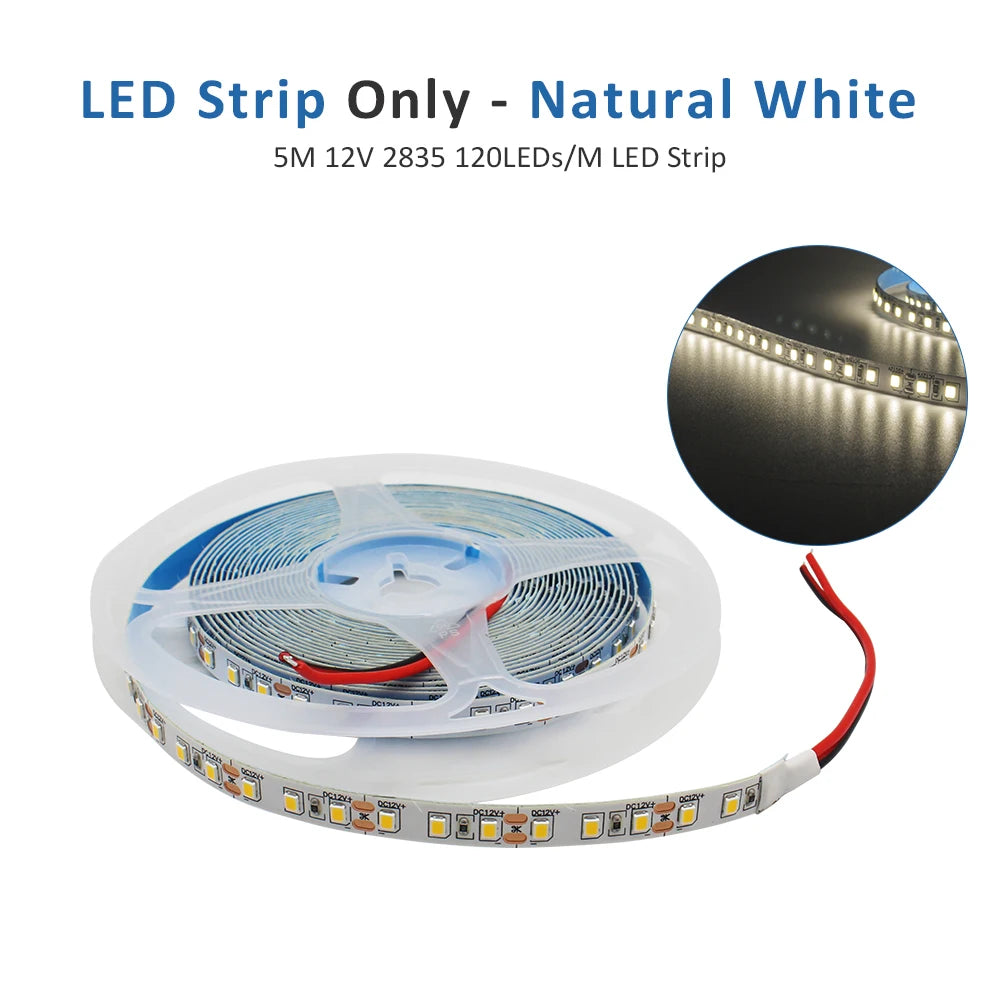 Ruban LED SMD 2835 – Bande Lumineuse Flexible Blanc Chaud 1M à 5M