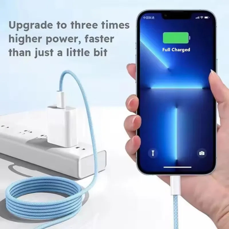 Câble USB-C Tressé Charge Rapide 35W – Compatible iPhone 15, Android & MacBook