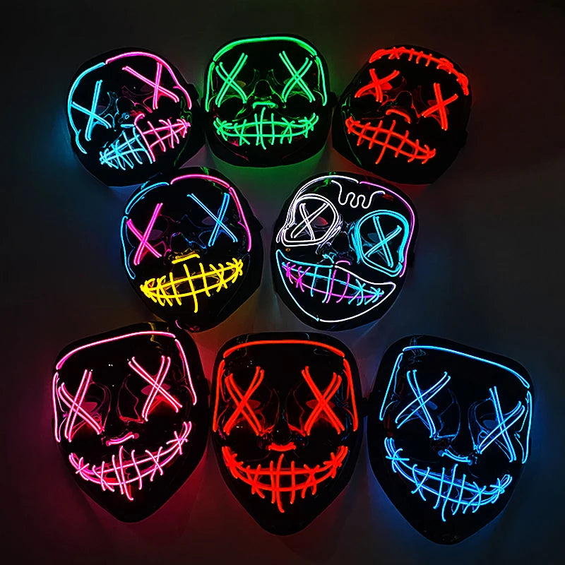 Masque LED Halloween – Masque Lumineux Néon pour Soirée & Costume