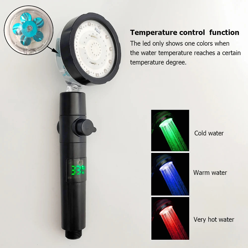 Pommeau de Douche LED Multicolore – Arrêt d’Eau Intégré & Couleurs selon Température