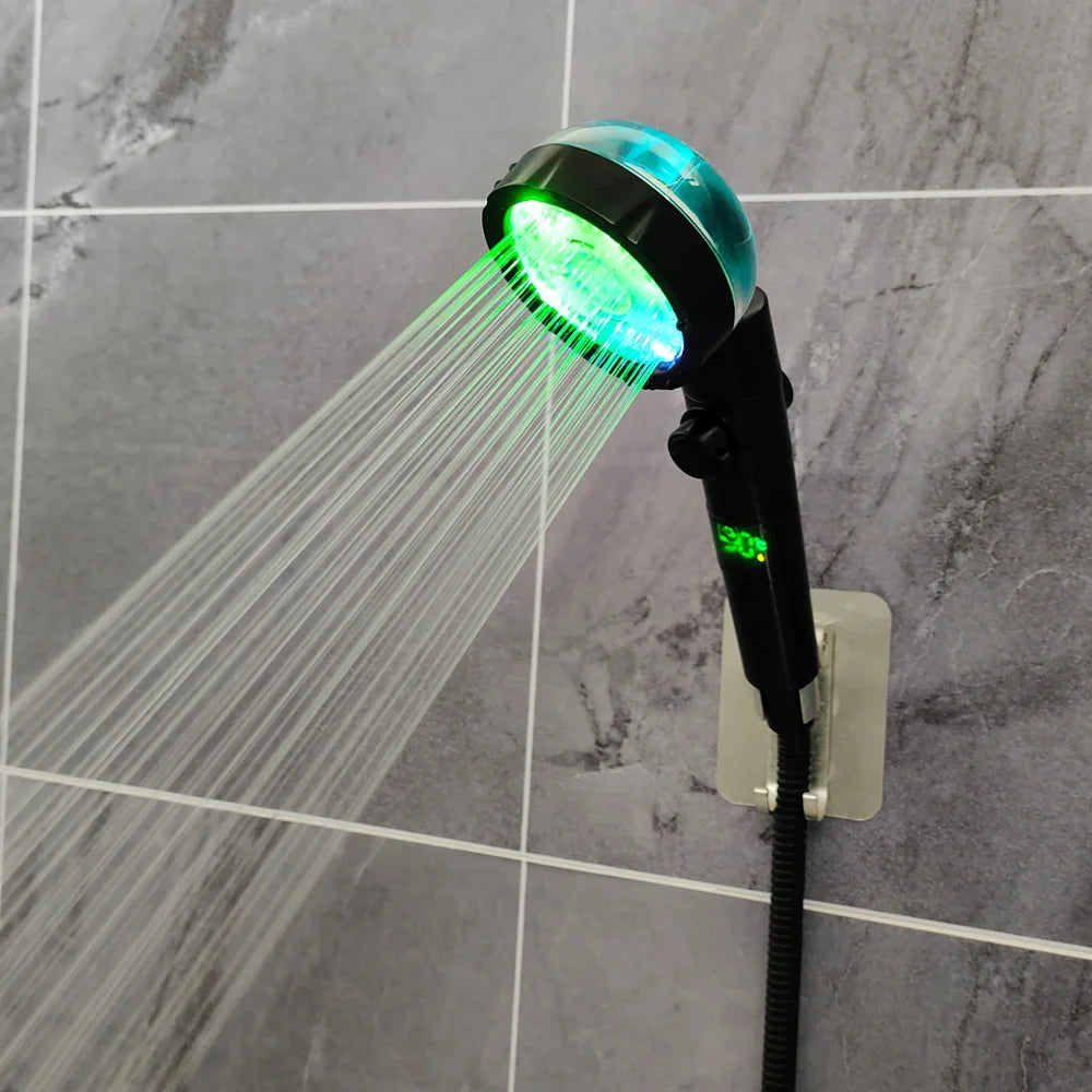 Pommeau de Douche LED Multicolore – Arrêt d’Eau Intégré & Couleurs selon Température