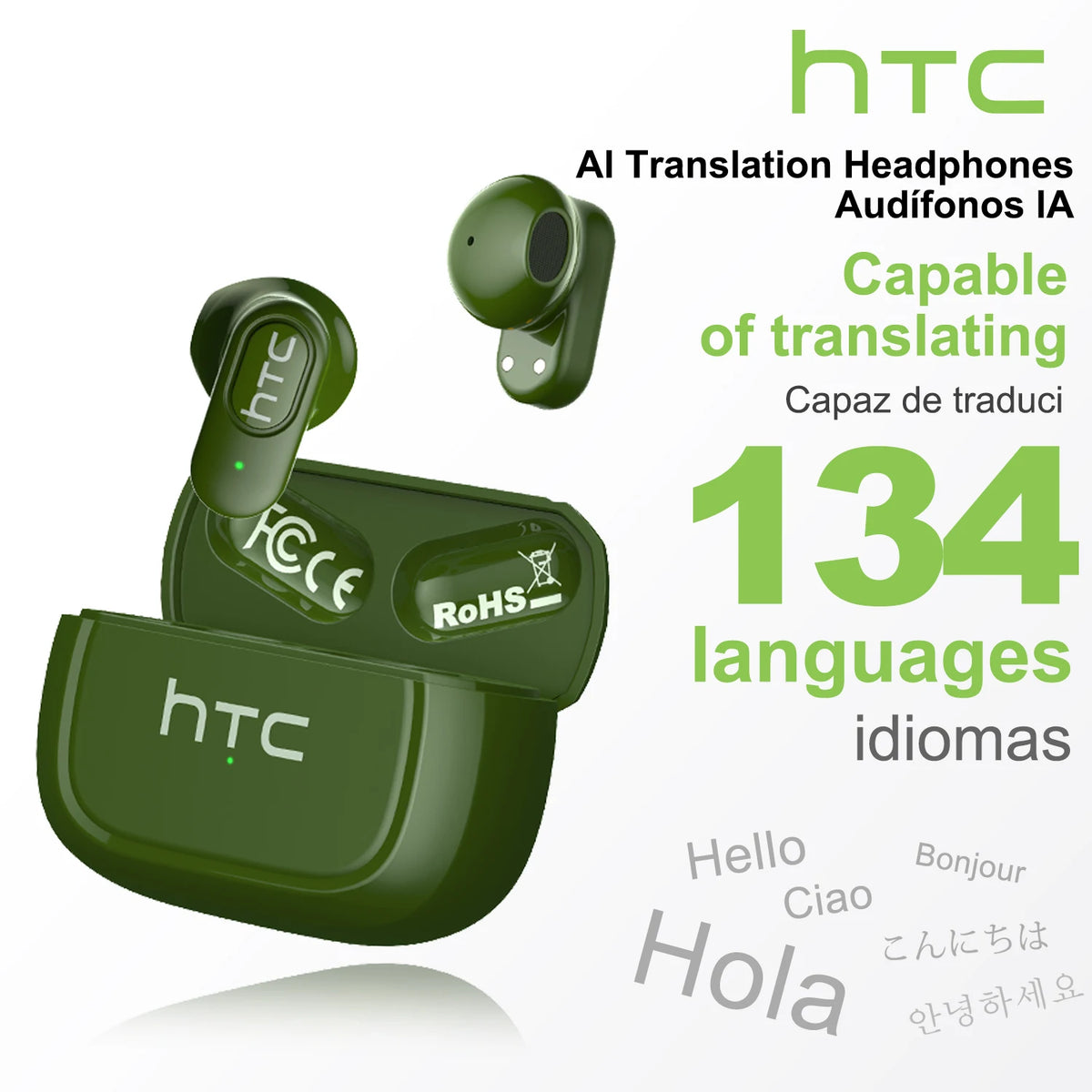 Écouteurs traducteurs IA HTC NE51 Bluetooth 5.3