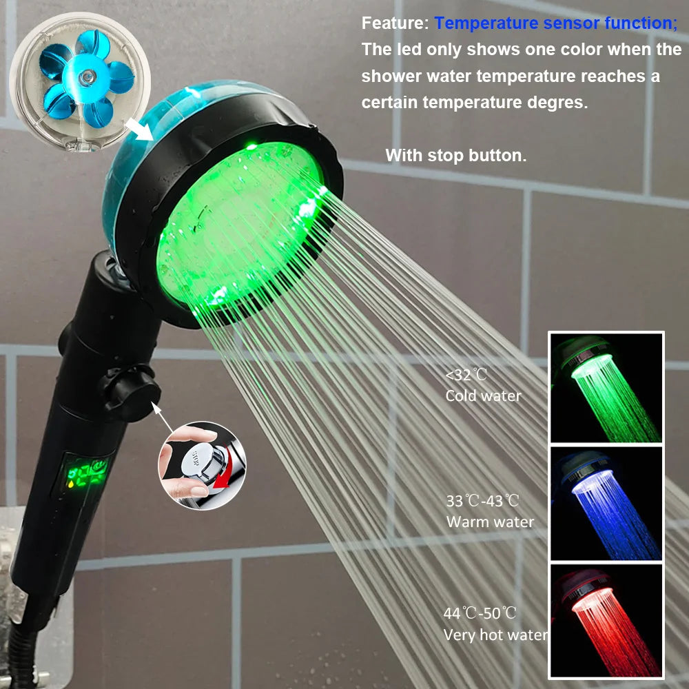 Pommeau de Douche LED Multicolore – Arrêt d’Eau Intégré & Couleurs selon Température