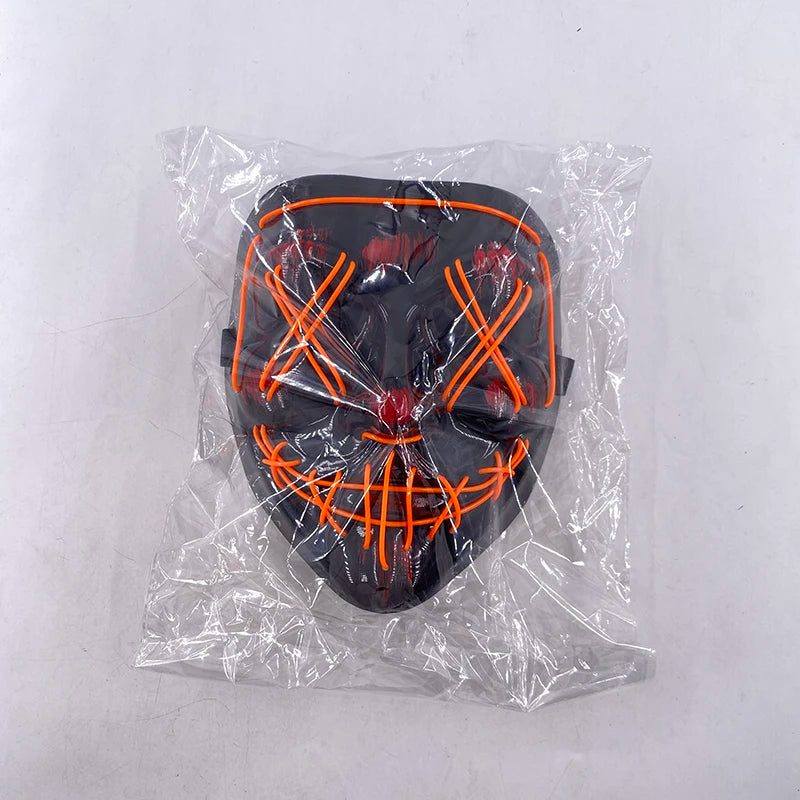 Masque LED Halloween – Masque Lumineux Néon pour Soirée & Costume
