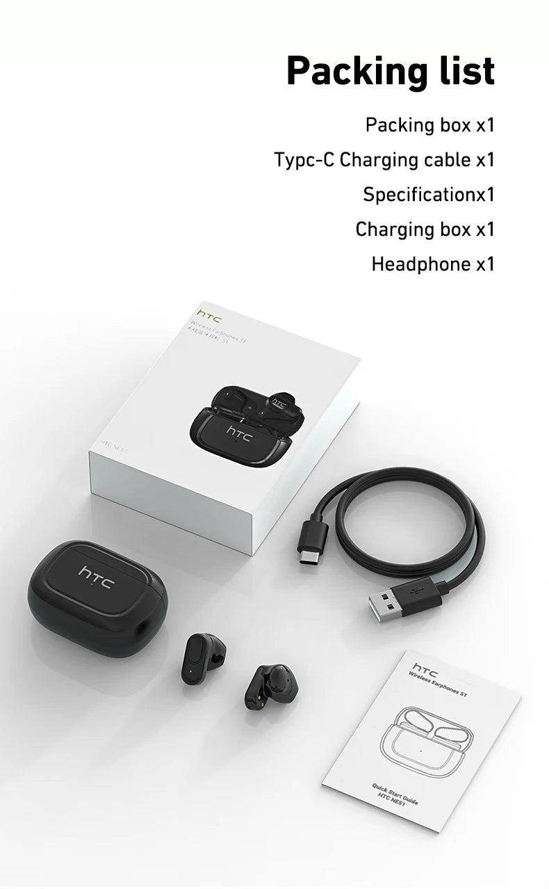 Écouteurs traducteurs IA HTC NE51 Bluetooth 5.3