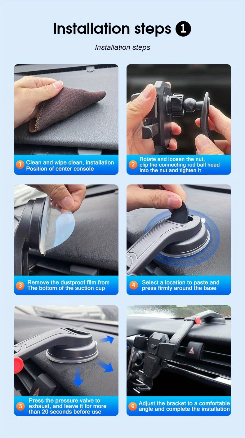 Support Téléphone Voiture à Ventouse Universel – Pare-Brise & Tableau de Bord