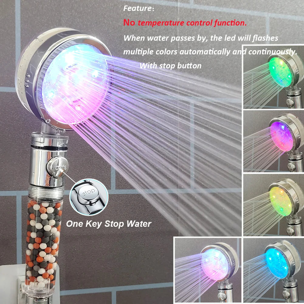 Pommeau de Douche LED Multicolore – Arrêt d’Eau Intégré & Couleurs selon Température